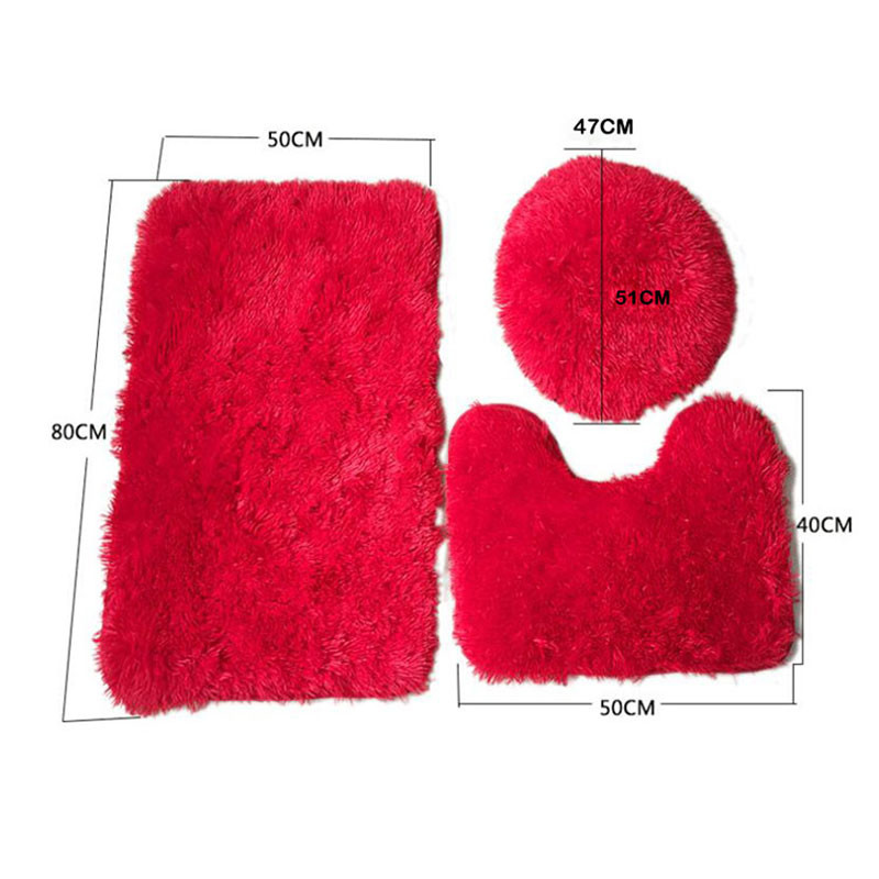 3Pcs/set Navlake za poklopce WC-a Konturna prostirka za kupaonicu Tuš Prostirka za kupaonicu Neklizajuća prostirka Plišana kupaonska prostirka Dekoracija doma
