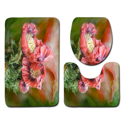 3-daļīgs vannas istabas paklājiņu komplekts matrača pamatnes paklāju komplekts Vannas istabas tualetes raksts Vannas istabas paklājiņš Neslīdošs grīdas paklājiņš Vannas istabas dekorēšana