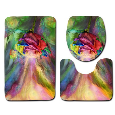 3-daļīgs vannas istabas paklājiņu komplekts matrača pamatnes paklāju komplekts Vannas istabas tualetes raksts Vannas istabas paklājiņš Neslīdošs grīdas paklājiņš Vannas istabas dekorēšana