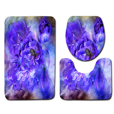 3-daļīgs vannas istabas paklājiņu komplekts matrača pamatnes paklāju komplekts Vannas istabas tualetes raksts Vannas istabas paklājiņš Neslīdošs grīdas paklājiņš Vannas istabas dekorēšana