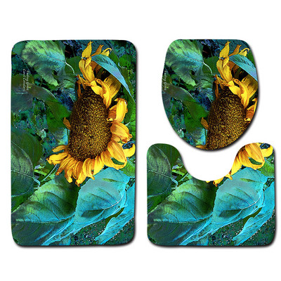 3-daļīgs vannas istabas paklājiņu komplekts matrača pamatnes paklāju komplekts Vannas istabas tualetes raksts Vannas istabas paklājiņš Neslīdošs grīdas paklājiņš Vannas istabas dekorēšana