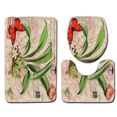 3-daļīgs vannas istabas paklājiņu komplekts matrača pamatnes paklāju komplekts Vannas istabas tualetes raksts Vannas istabas paklājiņš Neslīdošs grīdas paklājiņš Vannas istabas dekorēšana