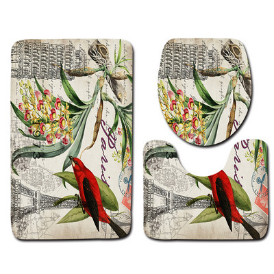 3-daļīgs vannas istabas paklājiņu komplekts matrača pamatnes paklāju komplekts Vannas istabas tualetes raksts Vannas istabas paklājiņš Neslīdošs grīdas paklājiņš Vannas istabas dekorēšana