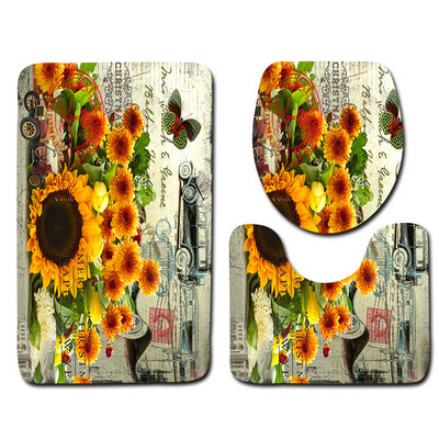 3-daļīgs vannas istabas paklājiņu komplekts matrača pamatnes paklāju komplekts Vannas istabas tualetes raksts Vannas istabas paklājiņš Neslīdošs grīdas paklājiņš Vannas istabas dekorēšana