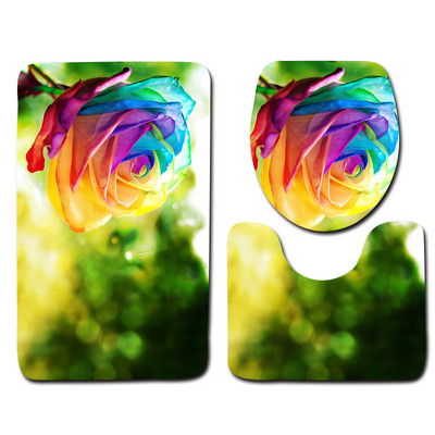 3-daļīgs vannas istabas paklājiņu komplekts matrača pamatnes paklāju komplekts Vannas istabas tualetes raksts Vannas istabas paklājiņš Neslīdošs grīdas paklājiņš Vannas istabas dekorēšana