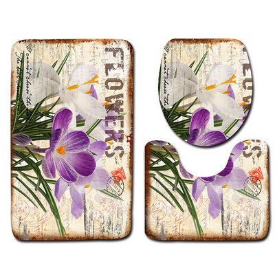 3-daļīgs vannas istabas paklājiņu komplekts matrača pamatnes paklāju komplekts Vannas istabas tualetes raksts Vannas istabas paklājiņš Neslīdošs grīdas paklājiņš Vannas istabas dekorēšana