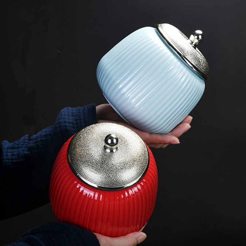 Crveno plava keramika Urna Pas Mačka Kućni ljubimac Pogreb Pepeo Držač urne Keramički kovčeg Uspomena Uspomena Kremiranje ljudi