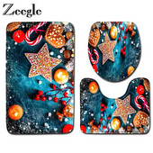 Zeegle božićni tepih za kupaonicu Podne prostirke za kupaonicu Perive kupaonske podne prostirke Poklopac za WC školjku Set kupaonskih tepiha Neklizajuća prostirka za kupaonicu