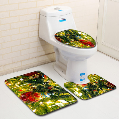 Zeegle božićni tepih za kupaonicu Podne prostirke za kupaonicu Perive kupaonske podne prostirke Poklopac za WC školjku Set kupaonskih tepiha Neklizajuća prostirka za kupaonicu