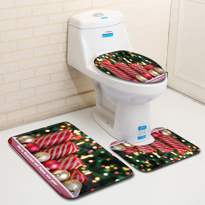 Zeegle božićni tepih za kupaonicu Podne prostirke za kupaonicu Perive kupaonske podne prostirke Poklopac za WC školjku Set kupaonskih tepiha Neklizajuća prostirka za kupaonicu