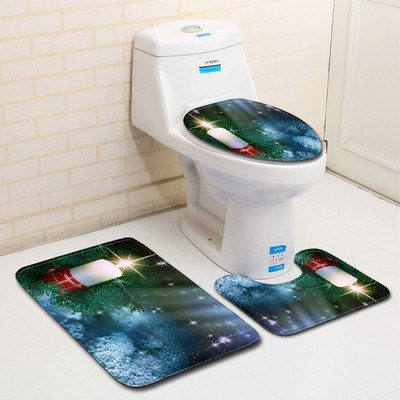 Zeegle božićni tepih za kupaonicu Podne prostirke za kupaonicu Perive kupaonske podne prostirke Poklopac za WC školjku Set kupaonskih tepiha Neklizajuća prostirka za kupaonicu