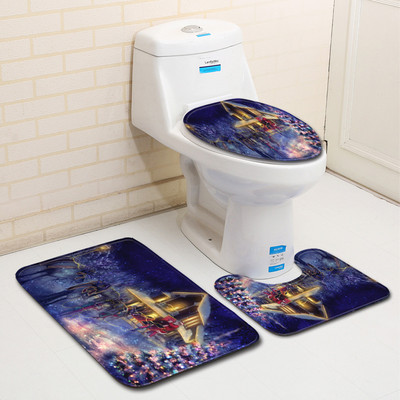 Zeegle božićni tepih za kupaonicu Podne prostirke za kupaonicu Perive kupaonske podne prostirke Poklopac za WC školjku Set kupaonskih tepiha Neklizajuća prostirka za kupaonicu
