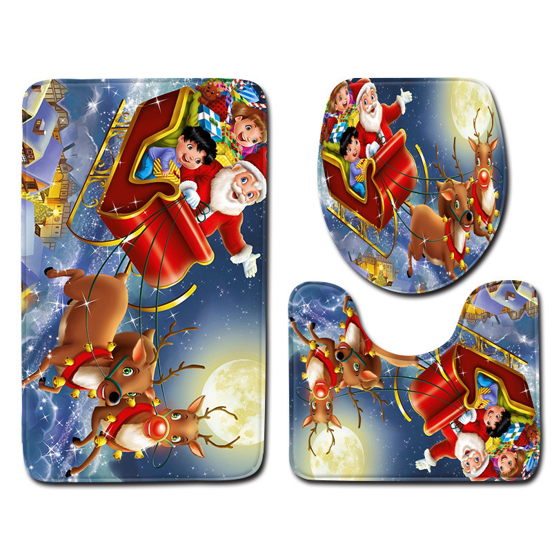 Zeegle božićni tepih za kupaonicu Podne prostirke za kupaonicu Perive kupaonske podne prostirke Poklopac za WC školjku Set kupaonskih tepiha Neklizajuća prostirka za kupaonicu