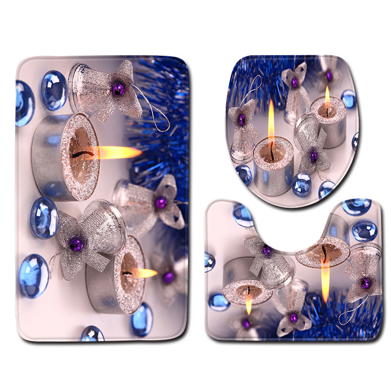 Zeegle božićni tepih za kupaonicu Podne prostirke za kupaonicu Perive kupaonske podne prostirke Poklopac za WC školjku Set kupaonskih tepiha Neklizajuća prostirka za kupaonicu