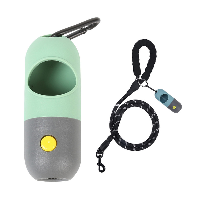 Izkārnījumu maisiņu turētājs suns izkārnījumu maisiņu dozators ar LED lukturīšu atkritumu maisu dozatoru pavadām