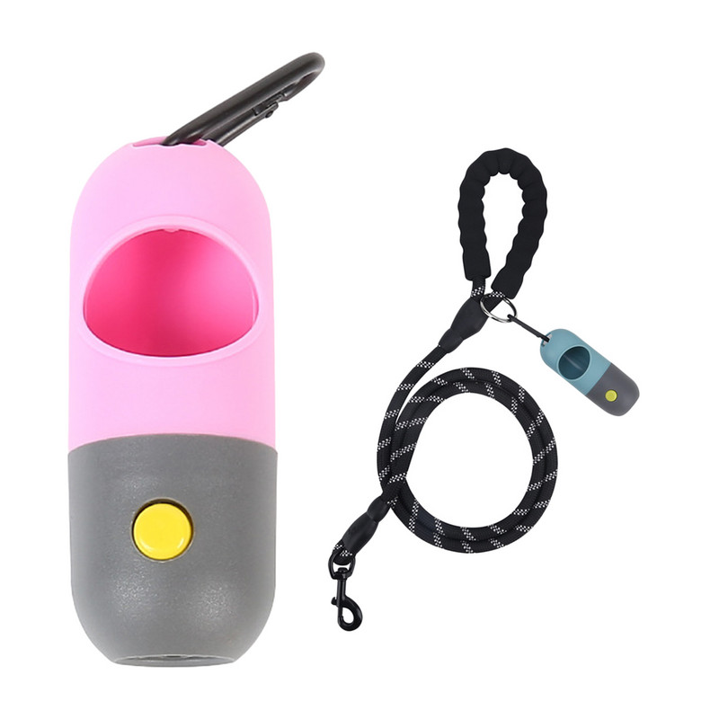 Izkārnījumu maisiņu turētājs suns izkārnījumu maisiņu dozators ar LED lukturīšu atkritumu maisu dozatoru pavadām