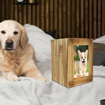 Ξύλινη τεφροδόχος κατοικίδιων τεφρών τεφροδόχοι για σκύλους Κασετίνα Ανάμνηση μικρού ζώου Κουτί φωτογραφιών για αναμνηστικό κουτί αναμνηστικών