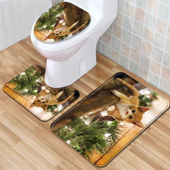 Подложка за тоалетна в банята Комплект килими за декорация на дома Симпатичен животински принт Подложка за баня Комплект абсорбиращи килими за крака против приплъзване
