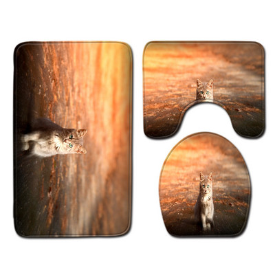 Otirač za WC školjku u kupaonici Set tepiha za uređenje doma Slatka prostirka za kupaonicu s uzorkom životinja Set upijajućih tepiha za stopala protiv klizanja