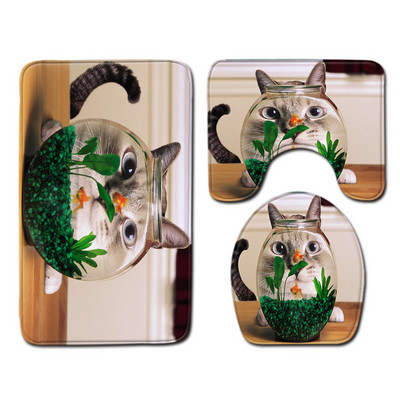 Otirač za WC školjku u kupaonici Set tepiha za uređenje doma Slatka prostirka za kupaonicu s uzorkom životinja Set upijajućih tepiha za stopala protiv klizanja