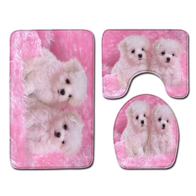 Otirač za WC školjku u kupaonici Set tepiha za uređenje doma Slatka prostirka za kupaonicu s uzorkom životinja Set upijajućih tepiha za stopala protiv klizanja