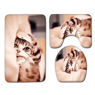 Otirač za WC školjku u kupaonici Set tepiha za uređenje doma Slatka prostirka za kupaonicu s uzorkom životinja Set upijajućih tepiha za stopala protiv klizanja