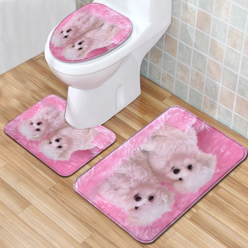 Otirač za WC školjku u kupaonici Set tepiha za uređenje doma Slatka prostirka za kupaonicu s uzorkom životinja Set upijajućih tepiha za stopala protiv klizanja