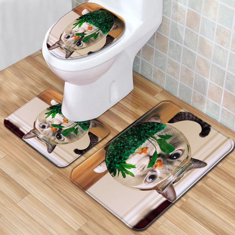 Otirač za WC školjku u kupaonici Set tepiha za uređenje doma Slatka prostirka za kupaonicu s uzorkom životinja Set upijajućih tepiha za stopala protiv klizanja
