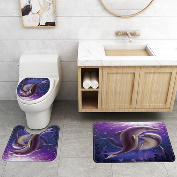 Purple dolphins αδιάβροχη κουρτίνα μπάνιου οικιακής χρήσης πολυεστερικό ύφασμα καλυμμένο 4 φορές