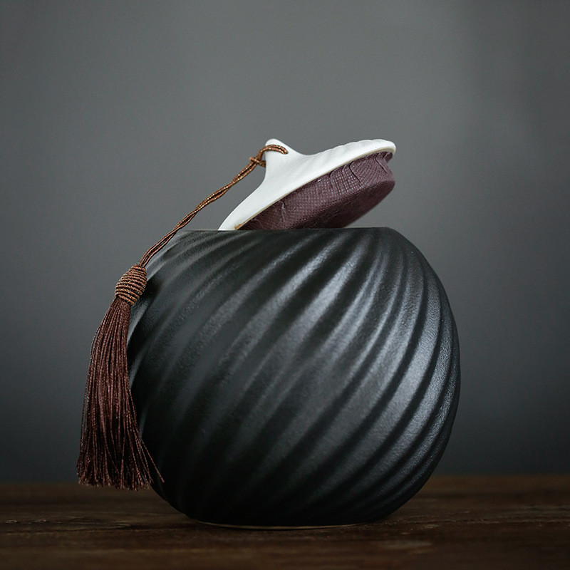 Crna keramika Urna Pas Mačka Kućni ljubimac Pogreb Pepeo Držač urne Keramički kovčeg Uspomena Uspomena Kremiranje ljudi