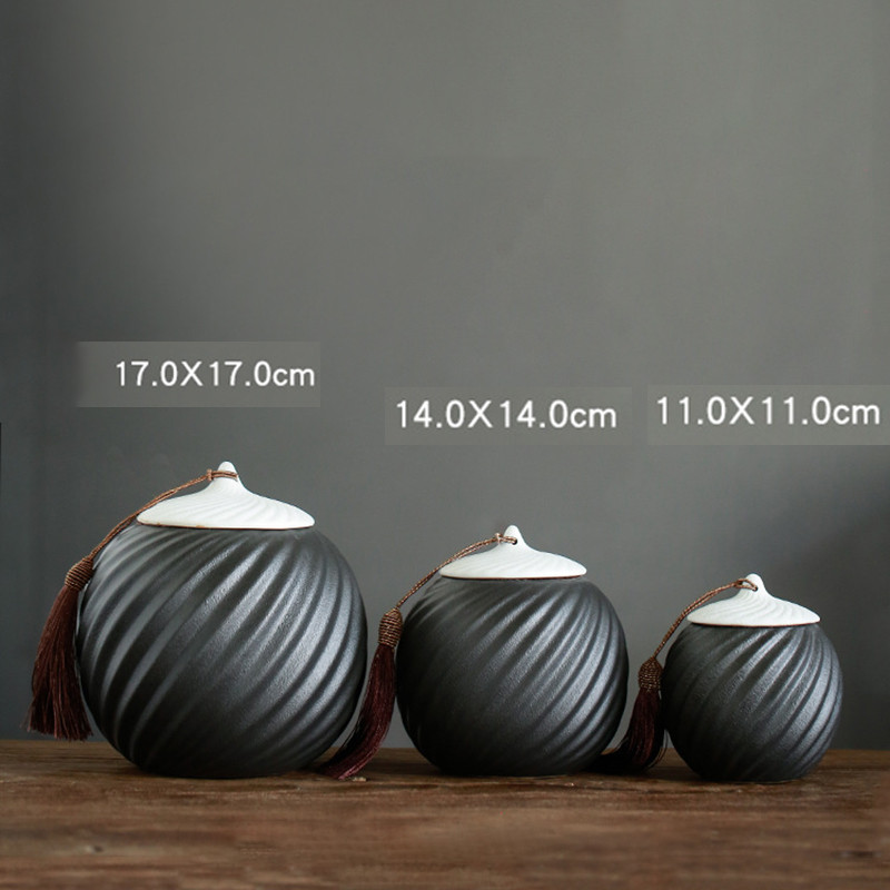 Crna keramika Urna Pas Mačka Kućni ljubimac Pogreb Pepeo Držač urne Keramički kovčeg Uspomena Uspomena Kremiranje ljudi