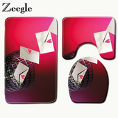 Zeegle Heart Printed 3Pcs Podloge za WC Kupaonski tepih Protuklizne prostirke za kupaonicu Kupaonske prostirke Upijajuće prostirke za kupaonicu Podloge za tuširanje