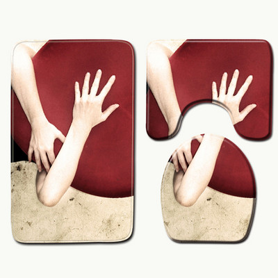 Zeegle Heart Printed 3Pcs Podloge za WC Kupaonski tepih Protuklizne prostirke za kupaonicu Kupaonske prostirke Upijajuće prostirke za kupaonicu Podloge za tuširanje