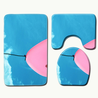 Zeegle Heart Printed 3Pcs Podloge za WC Kupaonski tepih Protuklizne prostirke za kupaonicu Kupaonske prostirke Upijajuće prostirke za kupaonicu Podloge za tuširanje