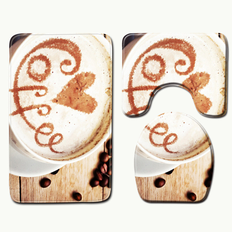 Zeegle Heart Printed 3Pcs Podloge za WC Kupaonski tepih Protuklizne prostirke za kupaonicu Kupaonske prostirke Upijajuće prostirke za kupaonicu Podloge za tuširanje