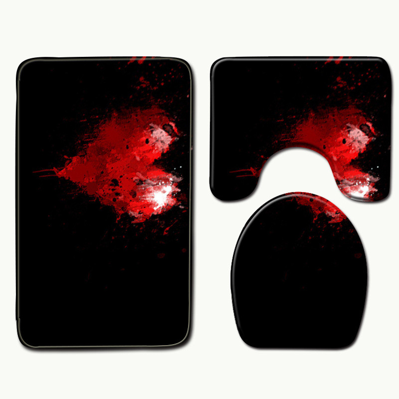 Zeegle Heart Printed 3Pcs Podloge za WC Kupaonski tepih Protuklizne prostirke za kupaonicu Kupaonske prostirke Upijajuće prostirke za kupaonicu Podloge za tuširanje