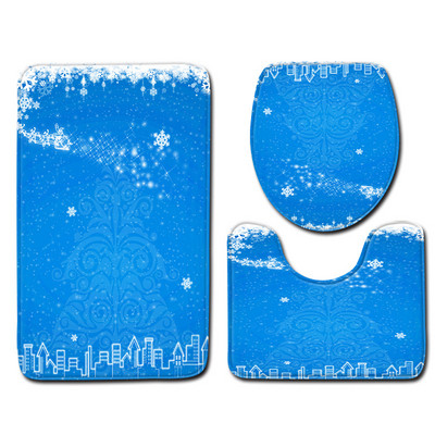 Zeegle Božićni set prostirki za kupaonicu Flanel Cartoon Protuklizna prostirka za kupaonicu WC navlaka za tuširanje Podna toaletna prostirka za upijanje vode