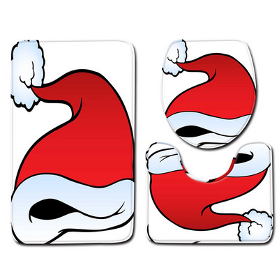 Zeegle Božićni set prostirki za kupaonicu Flanel Cartoon Protuklizna prostirka za kupaonicu WC navlaka za tuširanje Podna toaletna prostirka za upijanje vode