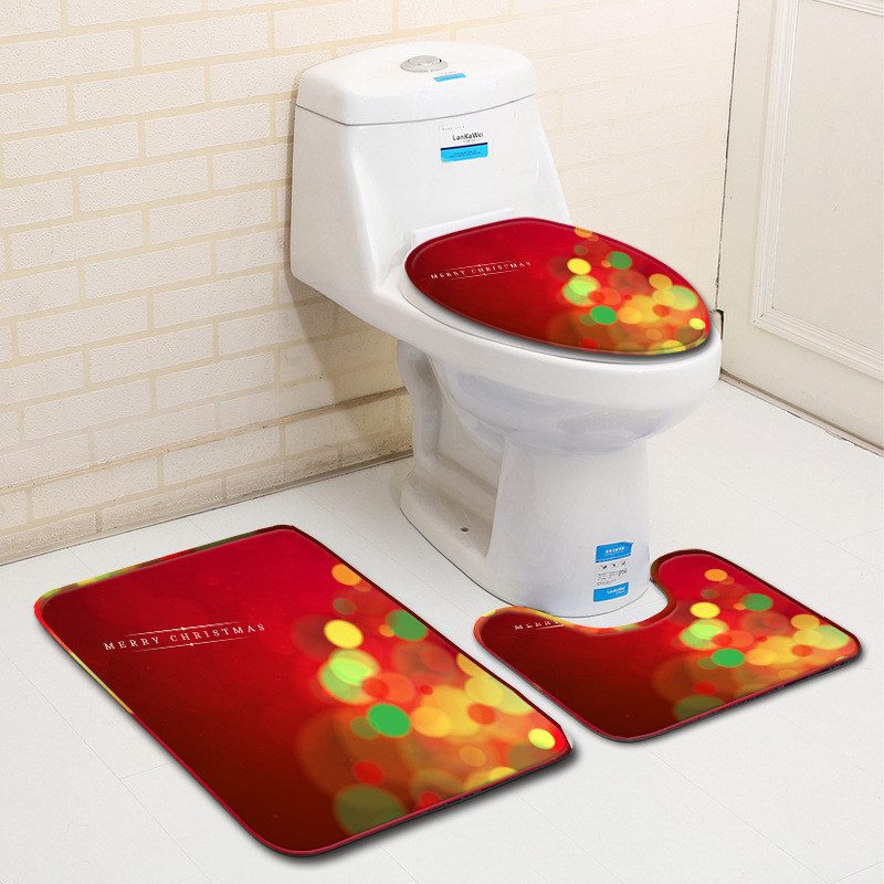 Zeegle Božićni set prostirki za kupaonicu Flanel Cartoon Protuklizna prostirka za kupaonicu WC navlaka za tuširanje Podna toaletna prostirka za upijanje vode