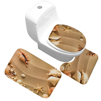 Zeegle Beach Shell 3gab Vannas istabas paklājiņš Pretslīdošs vannas paklājiņš Vannas istabas grīdas paklāji Absorbējoši vannas istabas paklāji vannas paklājiņš