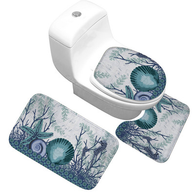 Zeegle Beach Shell 3gab Vannas istabas paklājiņš Pretslīdošs vannas paklājiņš Vannas istabas grīdas paklāji Absorbējoši vannas istabas paklāji vannas paklājiņš