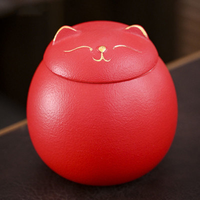 Mājas kaķa urnas pelni Kaķa formas piemiņas vieta kremācijas urnas Ar rokām izgatavotas melnas dekoratīvas urnas bērēm Kaķa urnas kaķa memoriāls