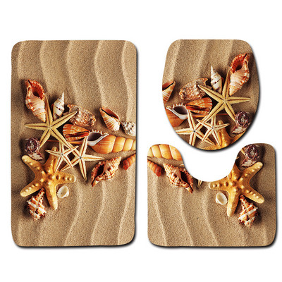 Zeegle akmens apdrukāts 3 gab vannasistabas paklāju komplekts durvju paklāji Neslīdoši vannas istabas grīdas paklāji tualetes vannas paklāji dušas istabas paklāji kāju paliktņi