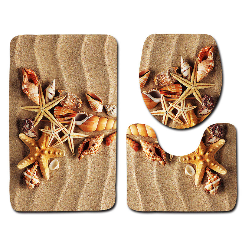 Zeegle akmens apdrukāts 3 gab vannasistabas paklāju komplekts durvju paklāji Neslīdoši vannas istabas grīdas paklāji tualetes vannas paklāji dušas istabas paklāji kāju paliktņi