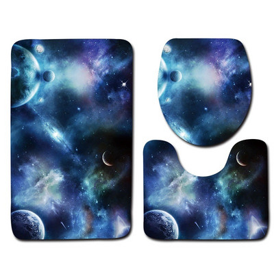 Zeegle Creative Planet vannas istabas paklājiņu komplekts tualetes paklājs vannas istabai neslīdošs kāju paklājiņš vannas istabas grīda paklājs tualetes dekoru aksesuāri