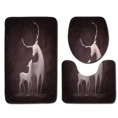 Zeegle Wapiti vannas paklājiņš 3gab Tualetes paklāja uzvalks Pjedestāla paklāja vāks Tualetes pārvalks Pretslīdošs vannas paklājiņš Vannas istabas ieejas paklājiņš tualetes paklājs