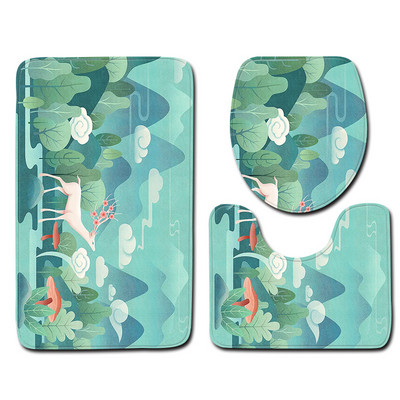 Zeegle Wapiti vannas paklājiņš 3gab Tualetes paklāja uzvalks Pjedestāla paklāja vāks Tualetes pārvalks Pretslīdošs vannas paklājiņš Vannas istabas ieejas paklājiņš tualetes paklājs