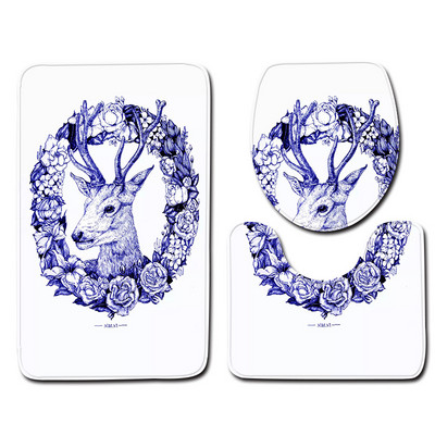 Zeegle Wapiti vannas paklājiņš 3gab Tualetes paklāja uzvalks Pjedestāla paklāja vāks Tualetes pārvalks Pretslīdošs vannas paklājiņš Vannas istabas ieejas paklājiņš tualetes paklājs