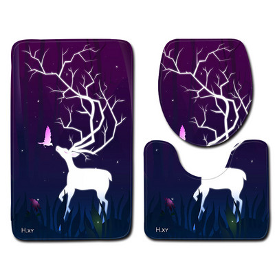 Zeegle Wapiti vannas paklājiņš 3gab Tualetes paklāja uzvalks Pjedestāla paklāja vāks Tualetes pārvalks Pretslīdošs vannas paklājiņš Vannas istabas ieejas paklājiņš tualetes paklājs