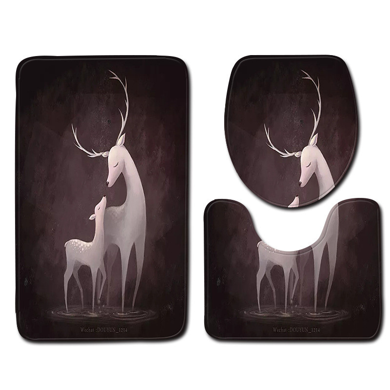 Zeegle Wapiti vannas paklājiņš 3gab Tualetes paklāja uzvalks Pjedestāla paklāja vāks Tualetes pārvalks Pretslīdošs vannas paklājiņš Vannas istabas ieejas paklājiņš tualetes paklājs